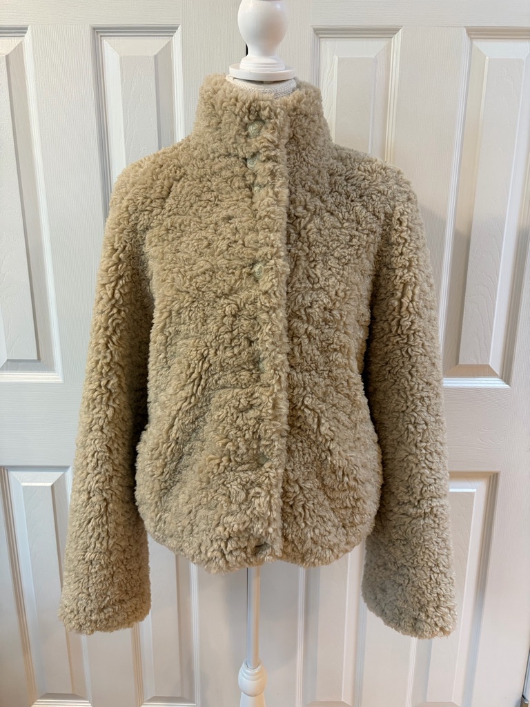 Zadig & Voltaire Oatmeal Color Fino Soft Curly Faux Fur Teddy Coat Size L